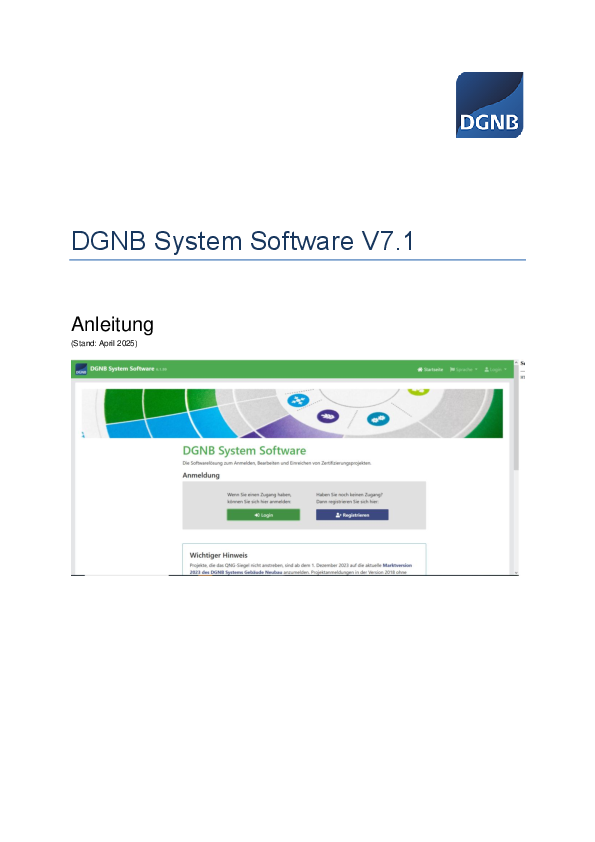 Anleitung zur DGNB System Software