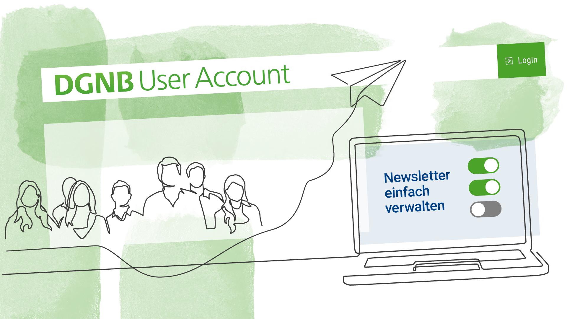 Newsletter Abomanagement Grafik zur Verwaltung der Newsletteranmeldungen im DGNB User Account