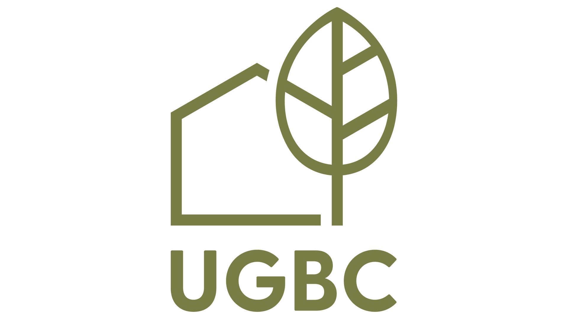 Logo Ukrainian Green Building Council Logo des Ukrainian Green Building Council. Grün auf weißem Untergrund. Der Schriftzug im Bild lautet UGBC.