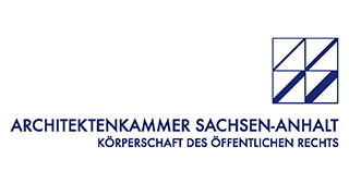 Logo Architektenkammer Sachsen-Anhalt blau auf weißem Grund