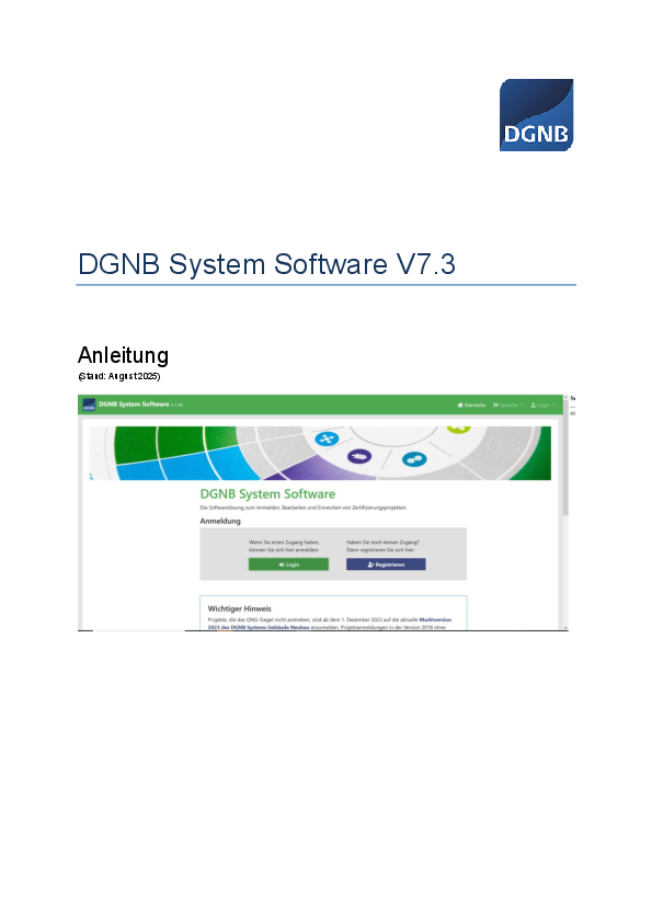 Anleitung zur DGNB System Software