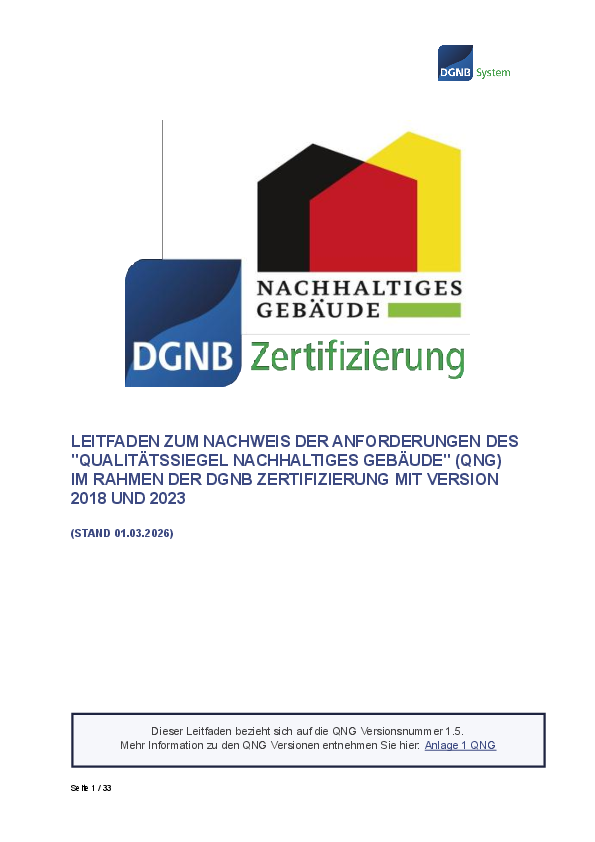 Guidelines for verifying the requirements of the QNG quality seal for sustainable buildings as part of DGNB certification under version 2018 and 2023